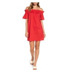 Pleione Off the Shoulder Poplin Shift Dress